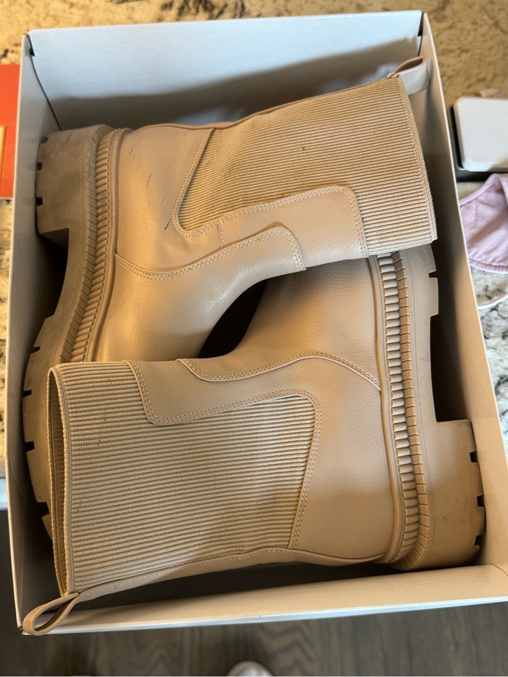Women’s Chunky Chelsea Boot in Cream - Picture 10 of 10